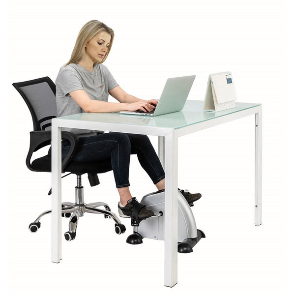 Foldable Under Desk Stationary Exercise Bike, Silver