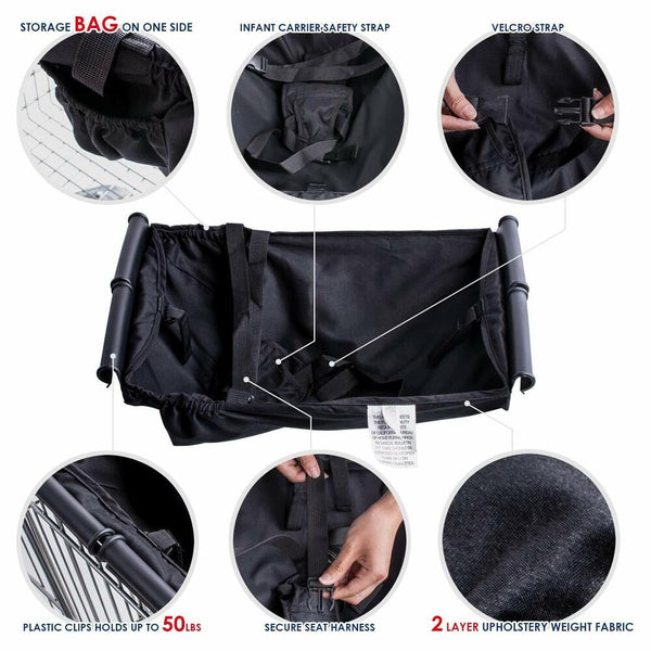 New Baby Supermarket Shopping Cart Hammock Chair Portable Bag Black Wateproof