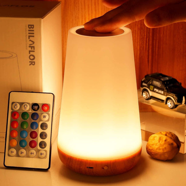 Night Light, Dimmable Touch Lamp: 5 Brightness, 13 RGB Colors - Portable & Stylish