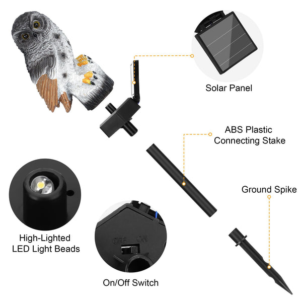 Solar Owl LED Garden Path Light - Waterproof
