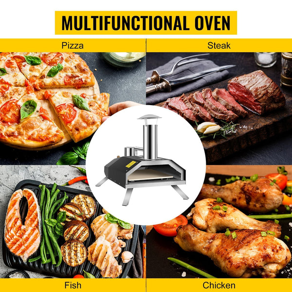 Pizza Oven - Portable Foldable Outdoor Pizza Oven, Stainless, 12" Pellet