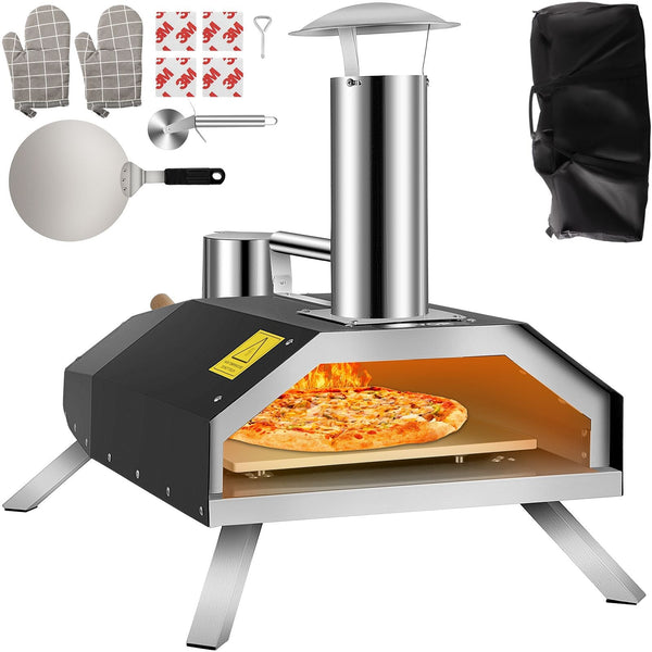 Pizza Oven - Portable Foldable Outdoor Pizza Oven, Stainless, 12" Pellet