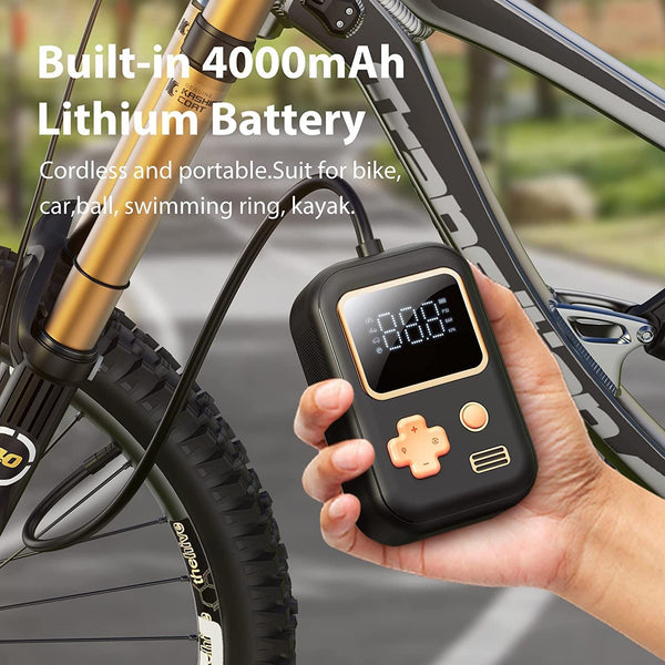 Tire Inflator Portable Air Compressor, 12V DC Car Air Pump with Digital Display, LED Light, Set of Nozzle Adaptors