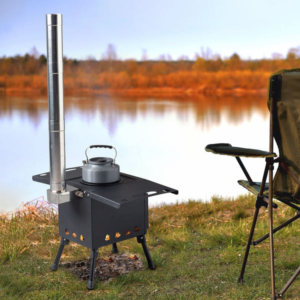 Wood Camping Stove Black, 22.6412.2014.57 inches