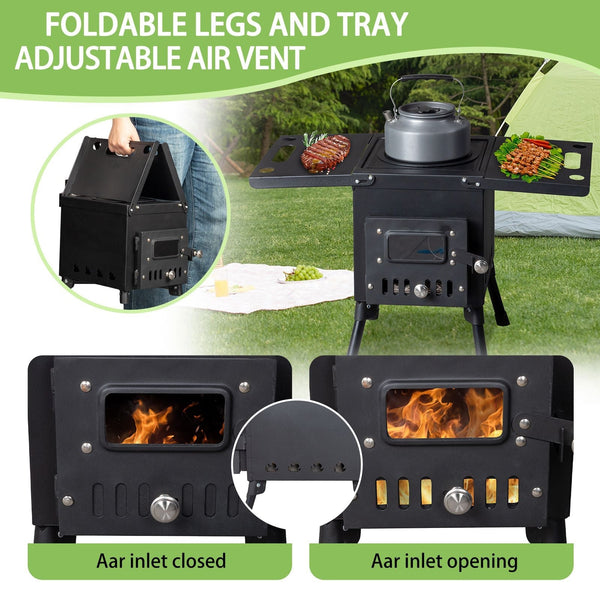 Wood Camping Stove Black, 22.6412.2014.57 inches