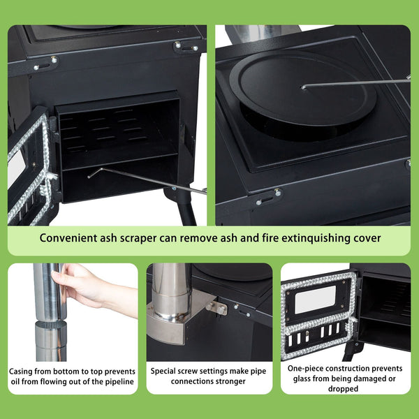 Wood Camping Stove Black, 22.6412.2014.57 inches