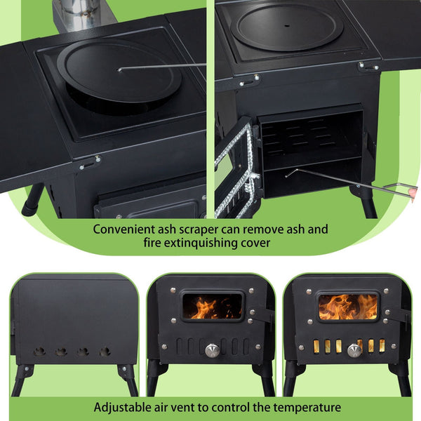 Wood Camping Stove Black, 22.6412.2014.57 inches